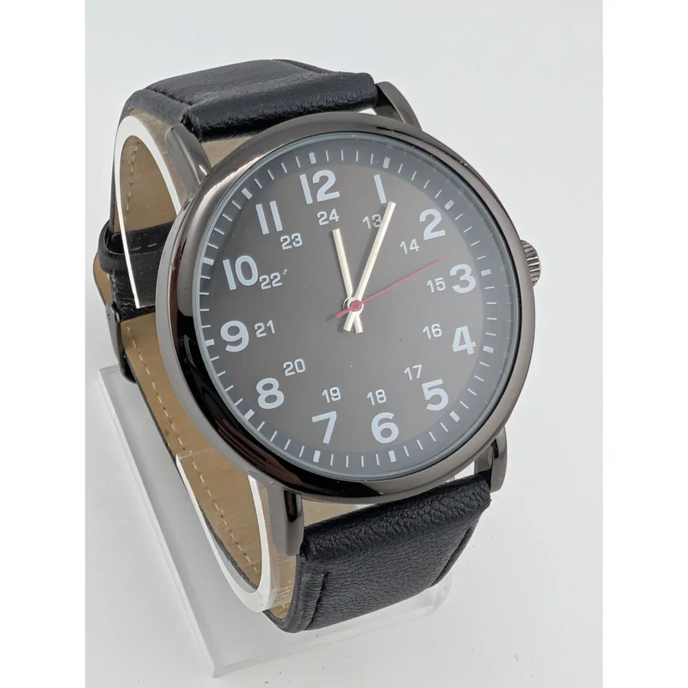 George Men's Watch Gunmetal 44mm Case Black Easy Read Dial- New Battery